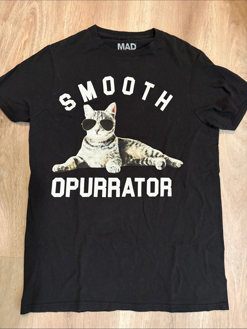 MAD Engine Black 'Smooth Opurrator' Cat Graphic Tee